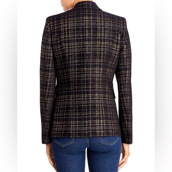 Elie Tahari Jezebel Metallic Double Breasted Tweed Blazer in Black / Gold Sz 10 - Picture 2 of 14